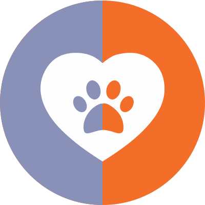 Heart with dog paw icon.